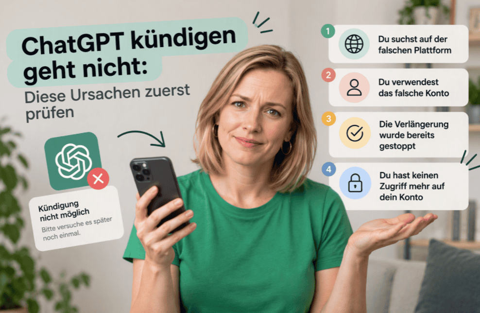 ChatGPT kündigen geht nicht: Vier mögliche Ursachen bei Problemen mit der Kündigung