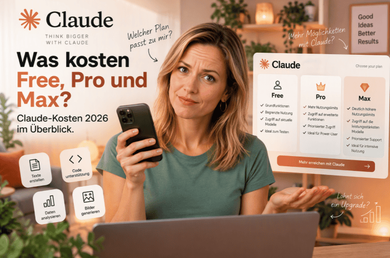 Claude-Kosten 2026 mit Vergleich der Tarife Free, Pro und Max